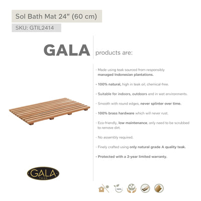 Teak Bath Mat SOL 24" X 14" (60 cm x 35.5 cm)