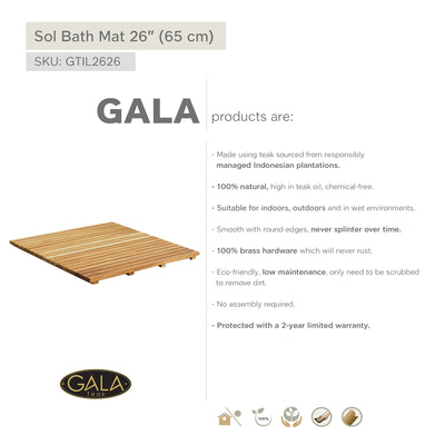 Teak Bath Mat SOL 26" X 26" (65 cm x 65 cm)