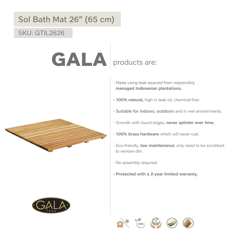 Teak Bath Mat SOL 26" X 26" (65 cm x 65 cm)