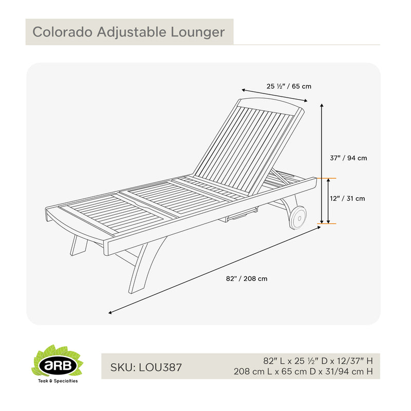Teak Lounger Adjustable Colorado
