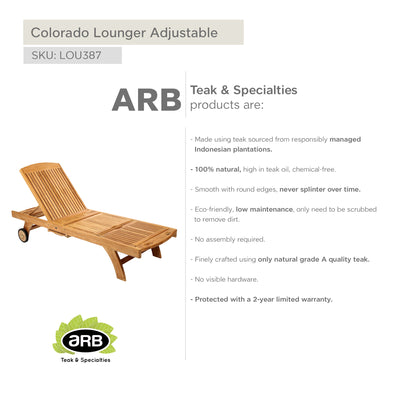 Teak Lounger Adjustable Colorado