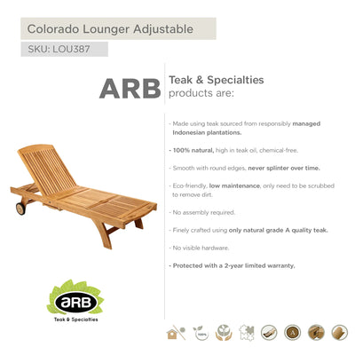 Teak Lounger Adjustable Colorado