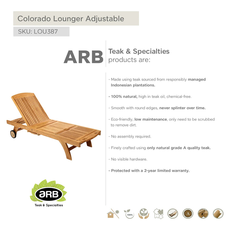 Teak Lounger Adjustable Colorado