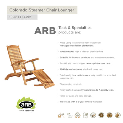 Teak Steamer Chair Lounger Colorado