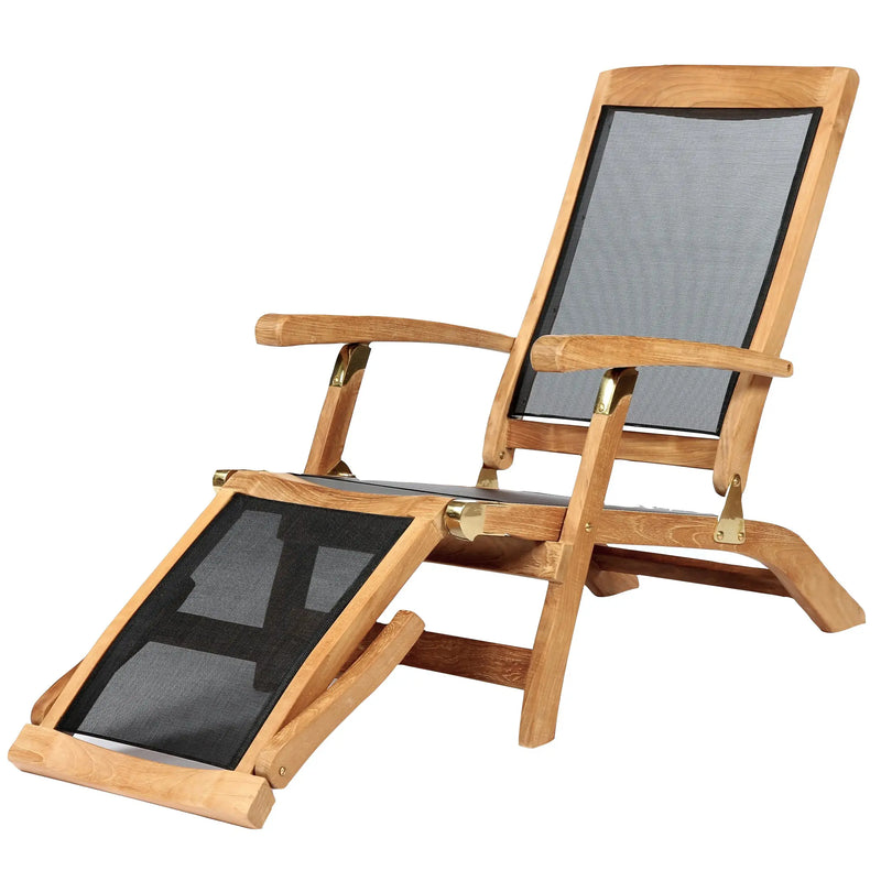 Teak & Textilene Steamer Chair Lounger Colorado