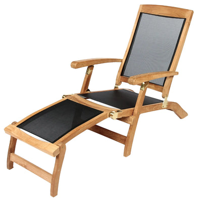 Teak & Textilene Steamer Chair Lounger Colorado