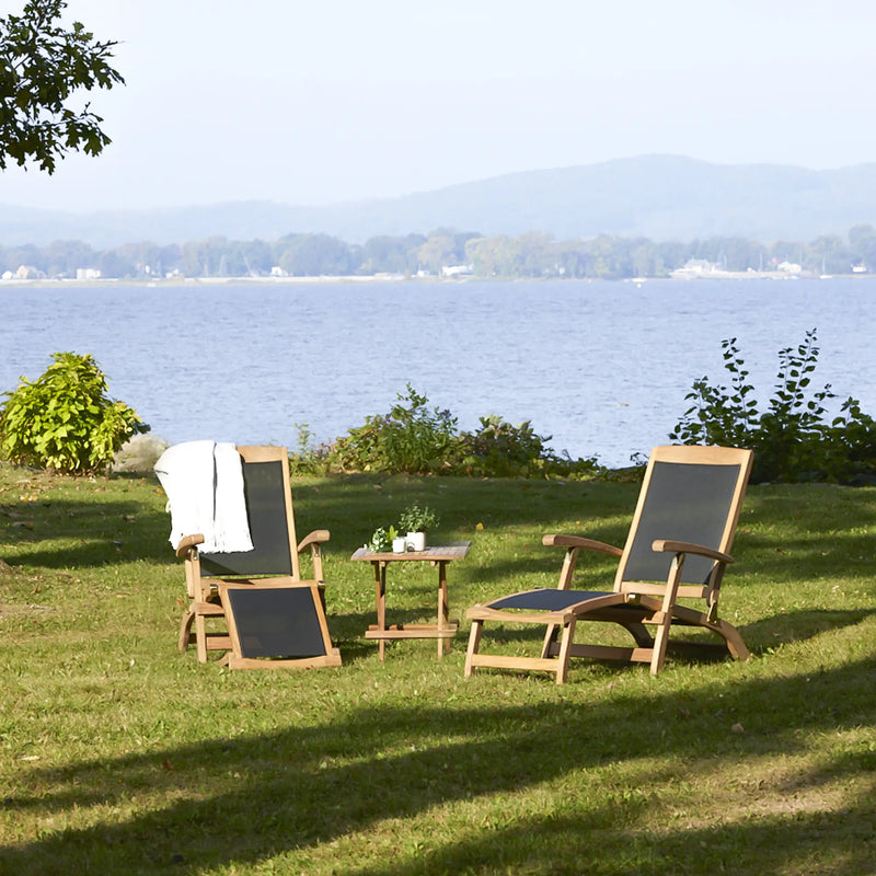 Teak & Textilene Steamer Chair Lounger Colorado