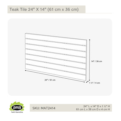 Teak Tile 24" X 14" (61 cm x 35.5 cm)