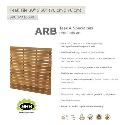 Teak Tile 30" X 30" (76 cm x 76 cm)