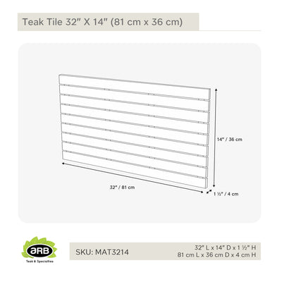 Teak Tile 32" X 14" (81 cm x 35.5 cm)