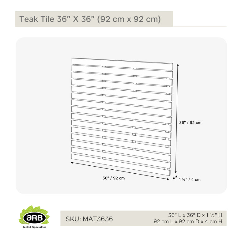 Teak Tile 36" X 36" (91.5 cm x 91.5 cm)