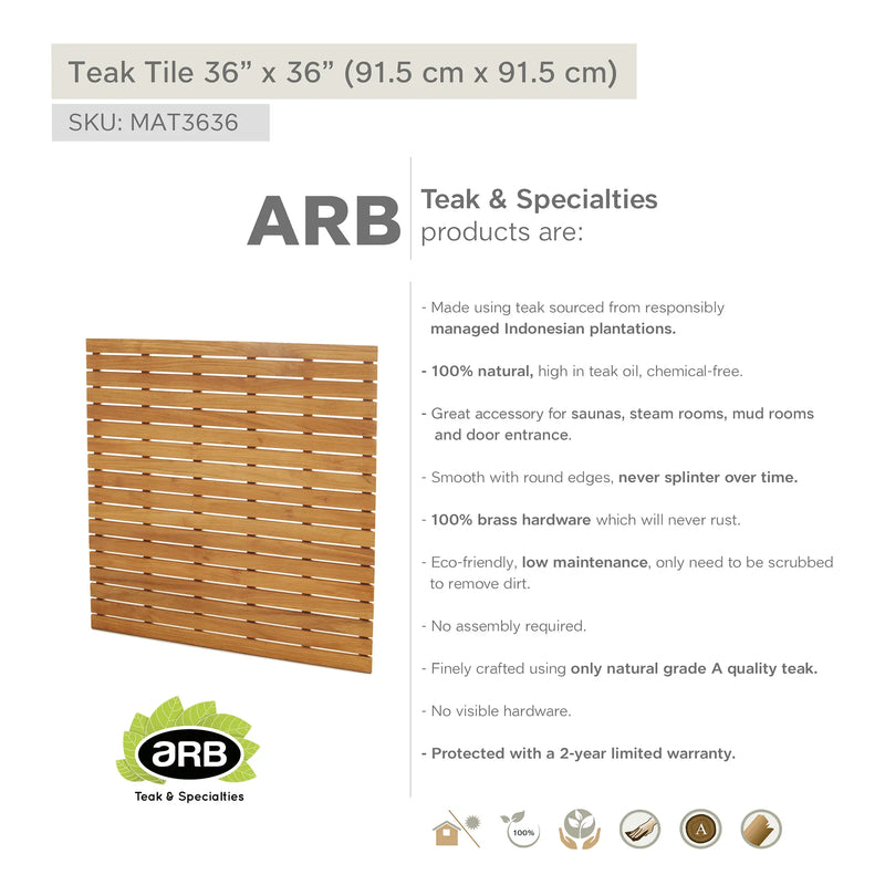 Teak Tile 36" X 36" (91.5 cm x 91.5 cm)