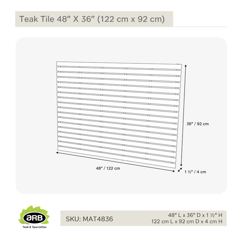 MAT4836 ARB Teak & Specialties Teak Shower Mat 48 x 36 inch