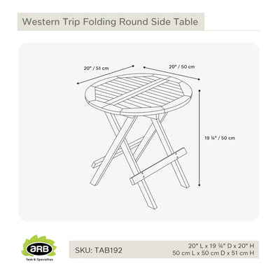 Teak Folding Side Table - Round 20" (50 cm)