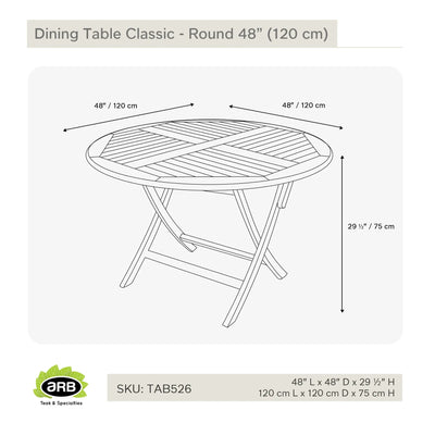 TAB526 - Classic Teak mesa plegable - Redonda 47"