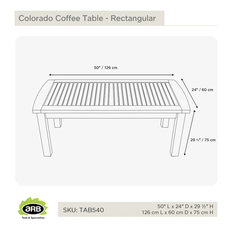 TAB540 - Colorado Teak mesa auxiliar - Rectangular 50" x 24"