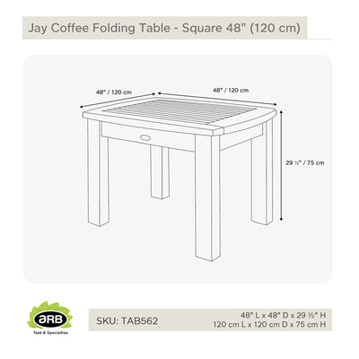 Teak Coffee Table Colorado - Square 40" (100 cm)