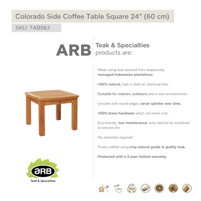 Teak Side Table Colorado - Square 24" (60 cm)