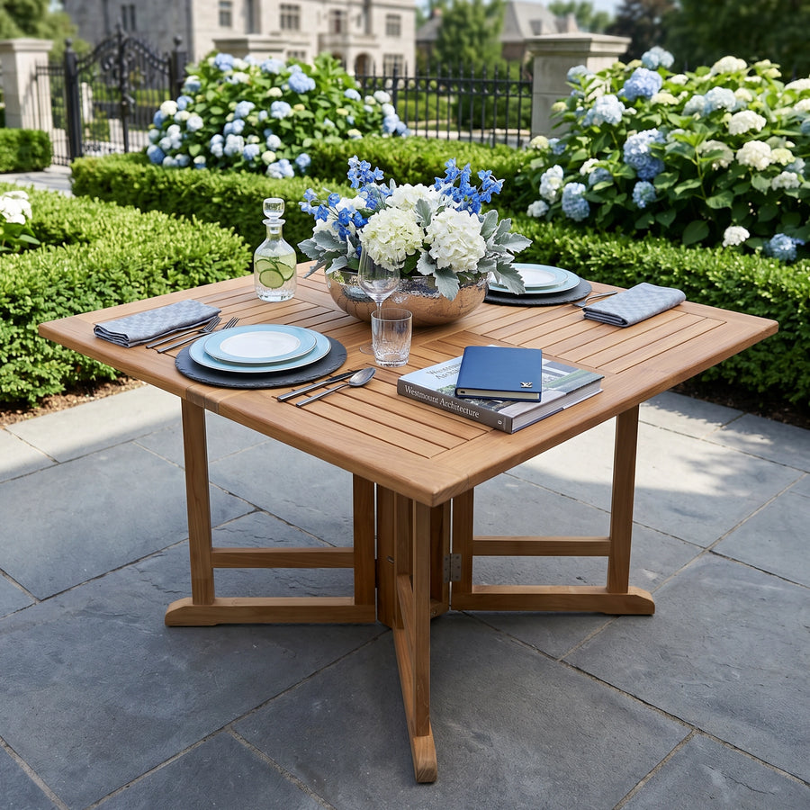 Teak Folding Butterfly Table - Square 48