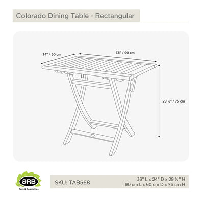 TAB568 - Colorado Teak mesa plegable - Rectangular 35"