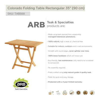 TAB568 - Colorado Teak mesa plegable - Rectangular 35"