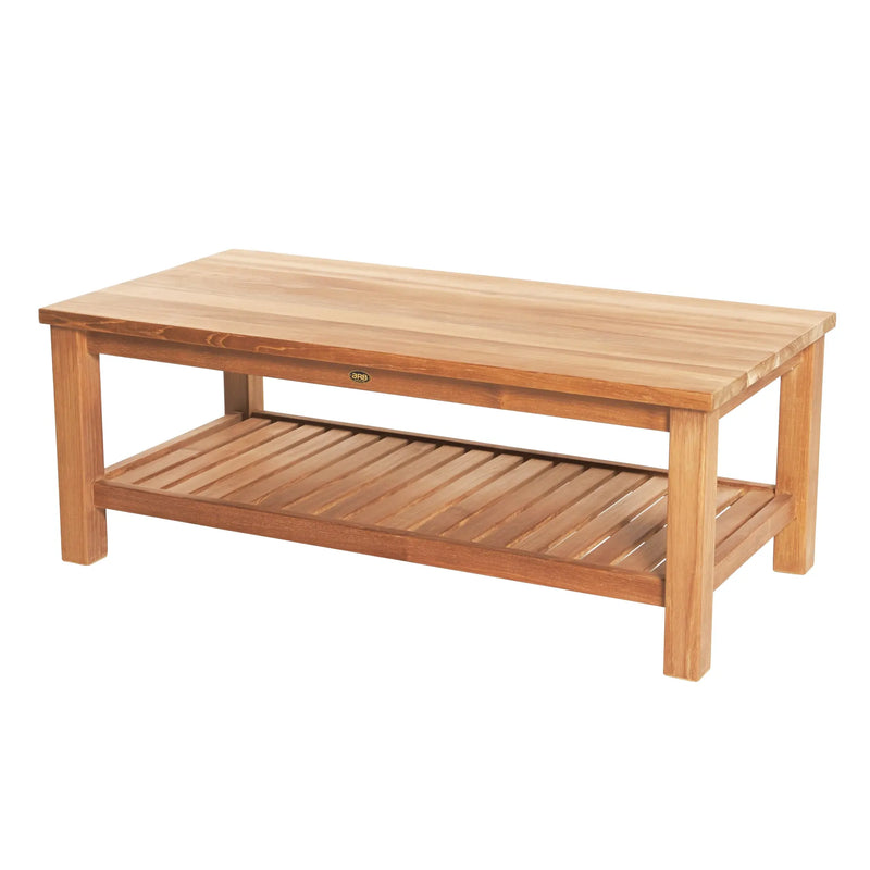 Teak Coffee Table with Shelf Jay - Rectangular 48 x 24" (120 x 60 cm)