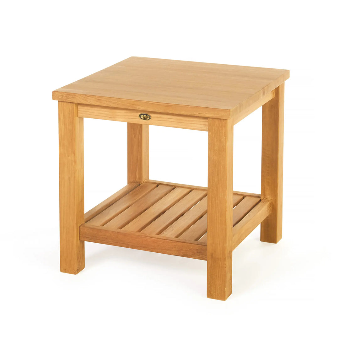 Teak Side Table with Shelf, Square 24
