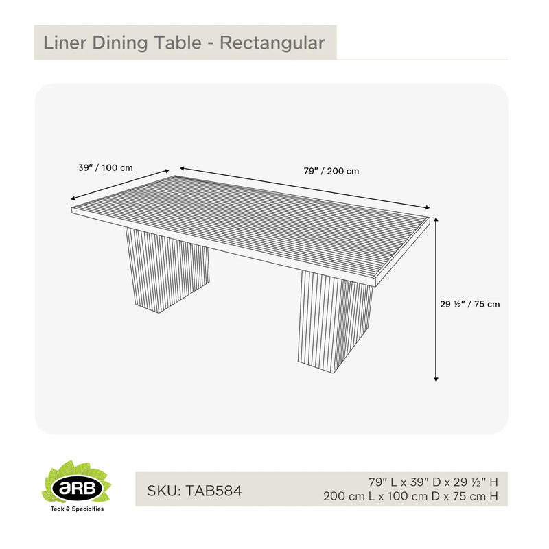 Teak Dining Table Liner - Rectangular 79 x 40" (200 x 100 cm)