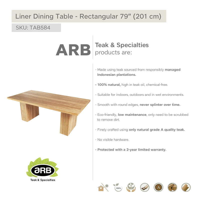 TAB584 - Fiji Teak mesa de comedor - Rectangular 79"