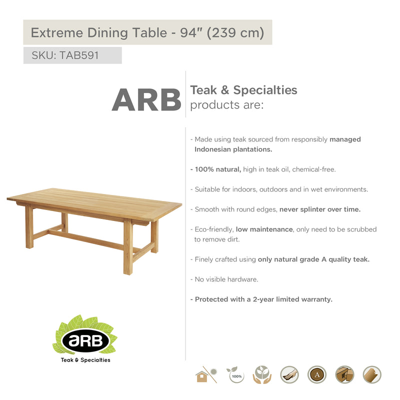 TAB591 - Extreme Teak mesa de comedor - 94"