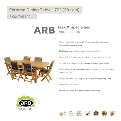 Teak Dining Table Extreme - Rectangular 79 x 43" (200 x 110 cm)