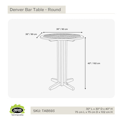 Teak Bar Table Denver - Round 36" (90 cm)