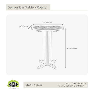 Teak Bar Table Denver - Round 36" (90 cm)