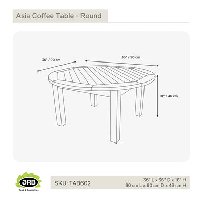 Teak Coffee Table Asia - Round 36" (90 cm)