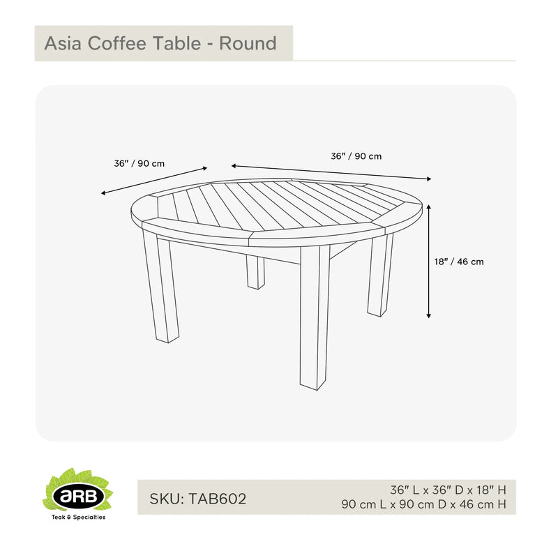 Teak Coffee Table Asia - Round 36" (90 cm)