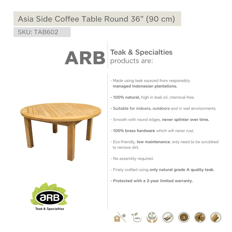 Teak Coffee Table Asia - Round 36" (90 cm)