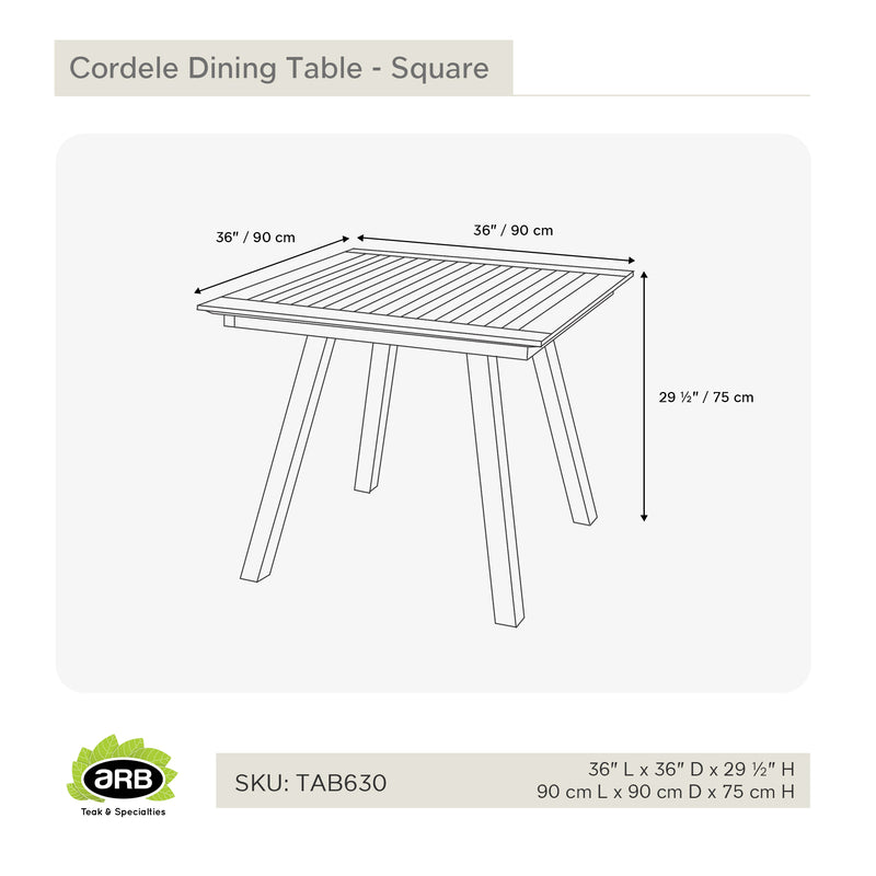 Teak Dining Table Cordele - Square 36" (90 cm)