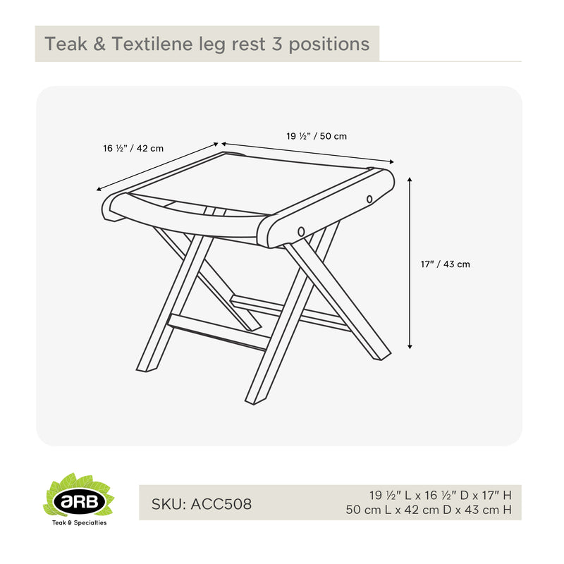 ACC508 - Apoya pies en 3 posiciones en Teak & Textilene