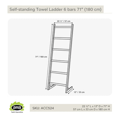 Teak Self-standing Towel Ladder 71" (180 cm) with 6 bars