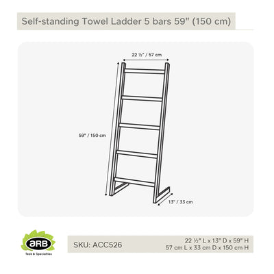 Teak Self-standing Towel Ladder 59" (150 cm) with 5 bars