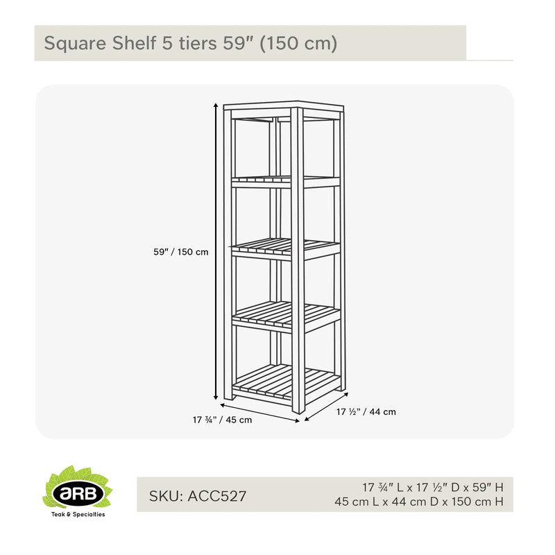 Teak Bath Shelf Square 59" (150 cm)