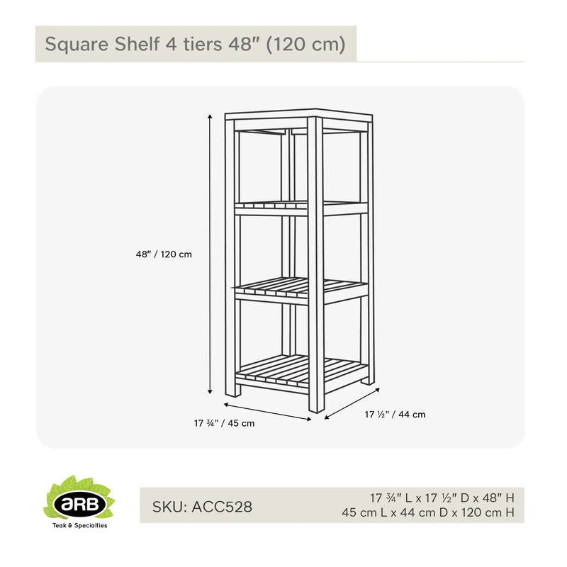 Teak Bath Shelf Square 48" (120 cm)