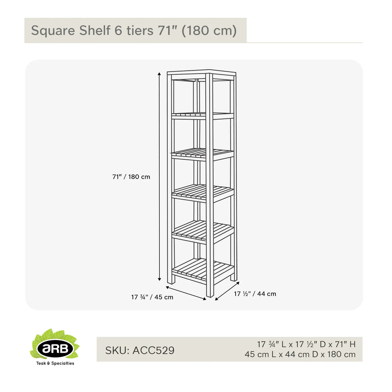 Teak Bath Shelf Square 71" (180 cm)