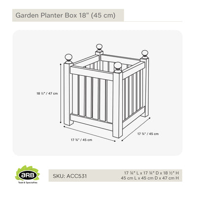 Teak Garden Planter Box 18" (45 cm)