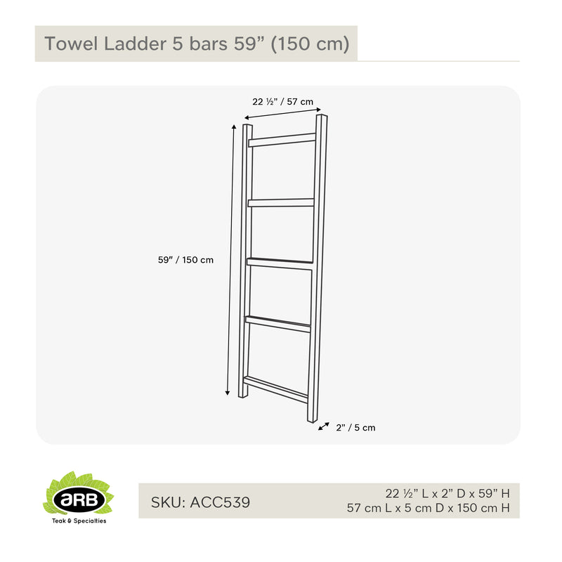 ACC539 - Escalera para toallas de 5 barras de 59 (150 cm) – ARB Teak &  Specialties - USA