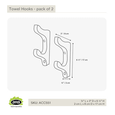 Teak Towel Hooks 2 pcs