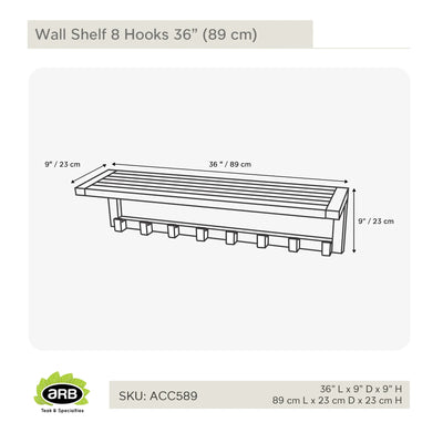 ACC589 - Repisa de pared con 8 ganchos