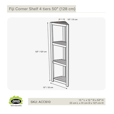 Teak Corner Shelf Fiji 50" (128cm) 4 tiers