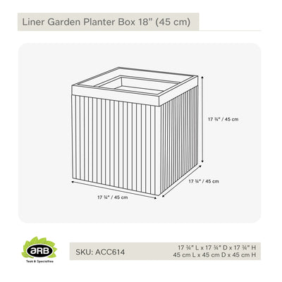 Teak Garden Planter Box Liner 18" (45 cm)