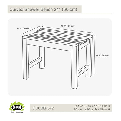 Teak Shower Bench Curved 24" (60 cm)